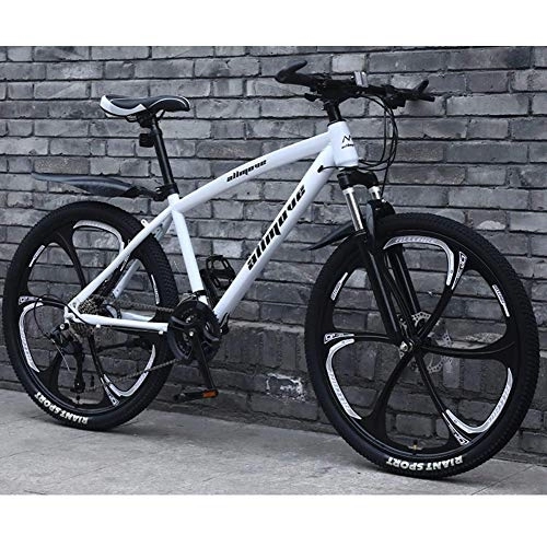 Mountainbike : Stilvolles 30-Gang-Mountainbike-Fahrrad, leichtes Carbon-Stahlrahmen-Doppelscheibenbremse-Mountainbike-Rennrad für Junge Männer und Frauen, schwarz, 24 Zoll