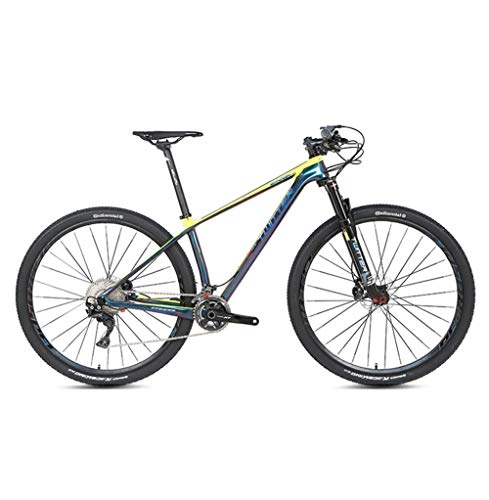 Mountainbike : STRIKERpro Kohlefaser Mountain Bike 22 / 33 Geschwindigkeit 27, 5 / 29-Zoll-Doppelscheibenbremse Federgabel Hinterradfederung Anti-Rutsch-Bikes Gelb, 22speed, 29×17
