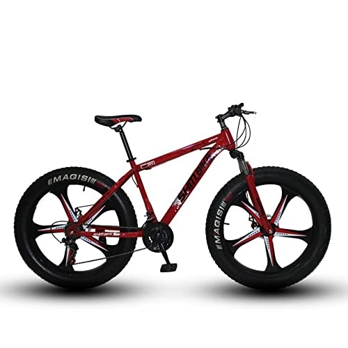 Mountainbike : TAURU 66 cm (26 Zoll) Mountainbike 21 Gang Rennrad Schneefahrrad für Herren Damen - Dual Scheibenbremse / Karbonstahl Fahrzeug Hartrahmen (Rot 2)