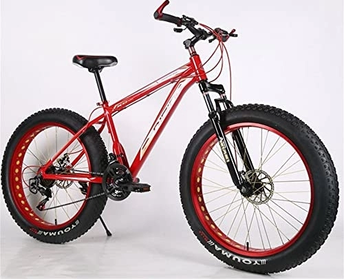 Mountainbike : TAURU Mountainbike, 66 cm (26 Zoll) für Damen und Herren mit Aluminiumrahmen, variable Geschwindigkeit, doppelte Scheibenbremse / harter Rahmen (rot)