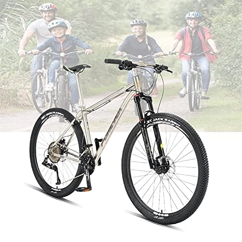 Mountainbike : Tbagem-Yjr Mountainbike 27, 5 Räder Titanlegierung Rahmen Straßenrad Herren MTB 6 Geschwindigkeiten Hydraulische Scheibenbremse MTB Golden Für Erwachsene