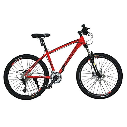 Mountainbike : TYSYA Mountainbike Harter Schwanz 26 Zoll Leichter Rahmen Aus Aluminiumlegierung 27 Geschwindigkeit All-Terrain-citybike Abschließbare Vordergabel Doppelscheibenbremse Multifunktionales Fahrrad, Rot