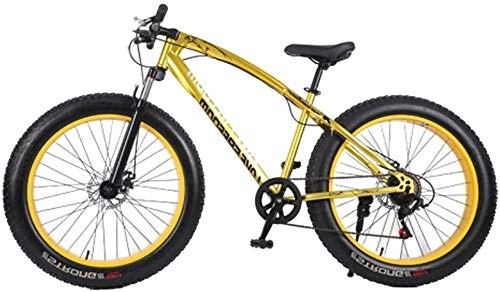 Mountainbike : Unisex Mountainbike 66 cm (26 Zoll), Hartstahl, 24 Gänge, Doppelscheibenbremse, 10, 2 cm (4 Zoll) breiter Reifen, Schnee und Strand, Goldfarben