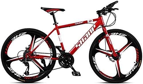 Mountainbike : Wandbild 26 Zoll Mountainbike High Carbon Stahlrahmen Doppelscheibenbremse Stodmpfung Off-Road Shift-Fahrrad-City Racing BMX Bike (Color : Red, Size : 21 Speed)