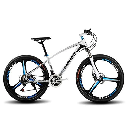 Mountainbike : WGYAREAM Mountainbike, 24 Zoll Mountainbikes Carbon Steel Front Suspension Bike Ravine Doppelscheibenbremse 21 24 27 Geschwindigkeiten, mit Oneness Rad (Color : White, Size : 21 Speed)