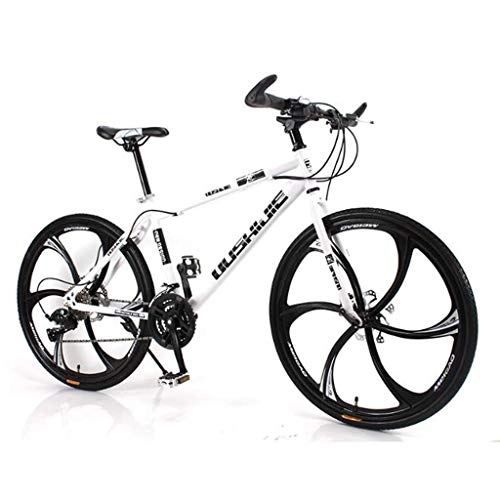 Mountainbike : WGYAREAM Mountainbike, 26" Mountainbikes Carbon Steel Ravine Bike mit Oneness Rad Doppelscheibenbremse Vorderachsfederung 21 24 27 Geschwindigkeiten (Color : White, Size : 21 Speed)