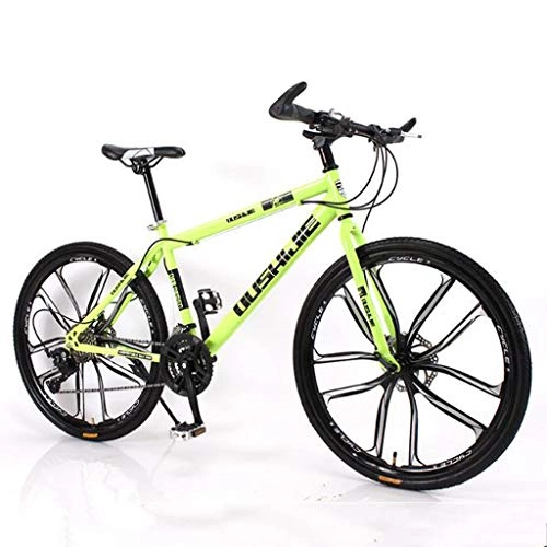 Mountainbike : WGYAREAM Mountainbike, Bergfahrräder 26" MTB Doppelscheibenbremse Vorderachsfederung Ravine Bike 21 24 27 Geschwindigkeiten Carbon-Stahlrahmen (Color : Light Green, Size : 21 Speed)