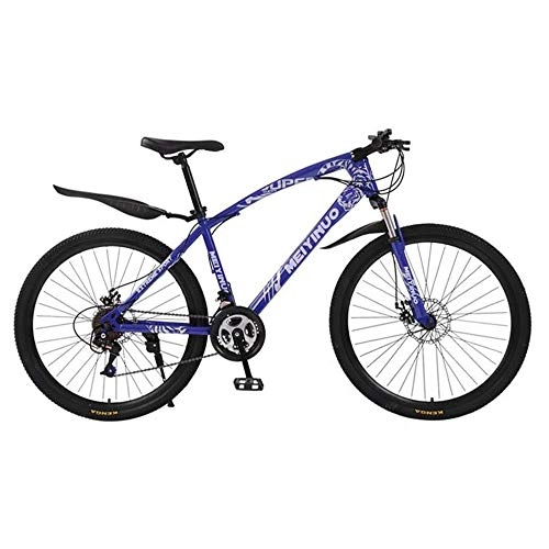 Mountainbike : WGYAREAM Mountainbike, Mountainbikes 26-Zoll-Rad Ravine Bike Doppelscheibenbremse und Vorderradgabel Stahl-Rahmen 21 / 24 / 27 Geschwindigkeit (Color : Blue, Size : 21-Speed)