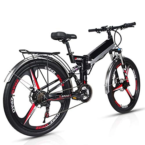 Mountainbike : Wheel-hy Elektrofahrrad 26 Zoll e Bike Mountainbike, 35-50km / h Meilen Kilometerstand, 48V 10.4AH Abnehmbarer Akku and 21 Gang Getriebe