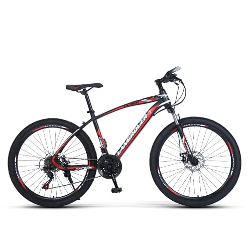 Mountainbike : WRNM Outdoor Variable Geschwindigkeit Offroad Student Bicycle Front- und Heckscheibenbremse Bremse 26-Zoll-Rad-Heckübertragung, Black red, 24 inch 21 Speed