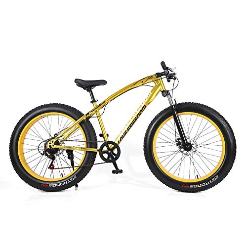 Mountainbike : WSZGR Doppelscheibenbremse Fetter Reifen Fahrrad, MTB Für Jugendliche Erwachsene Männer Frauen, 26 Zoll Mountainbike Bike Golden 26", 21-Gang