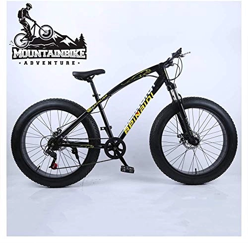 Mountainbike : Wttfc Hardtail MTB 24 Zoll für Erwachsenen Herren und Damen, Fette Reifen Fahrräder Mountainbike mit Gabelfederung & Scheibenbremsen, Rahmen aus Kohlenstoffstahl, Schwarz, 21 Speed
