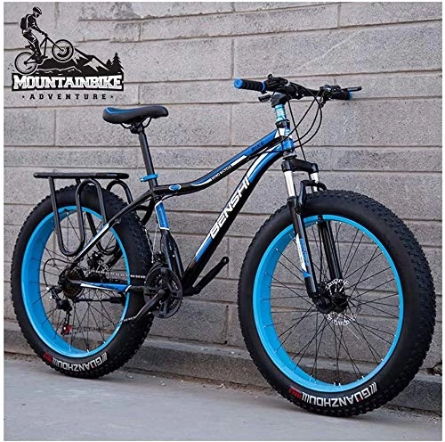 Mountainbike : Wttfc Hardtail MTB mit Gabelfederung für Herren & Damen, Erwachsenen Zwei Scheibenbremsen Großer Reifen Mountainbike, Unisex Rahmen aus Kohlenstoffstahl Fahrräder, Blau, 24 Inch 27 Speed