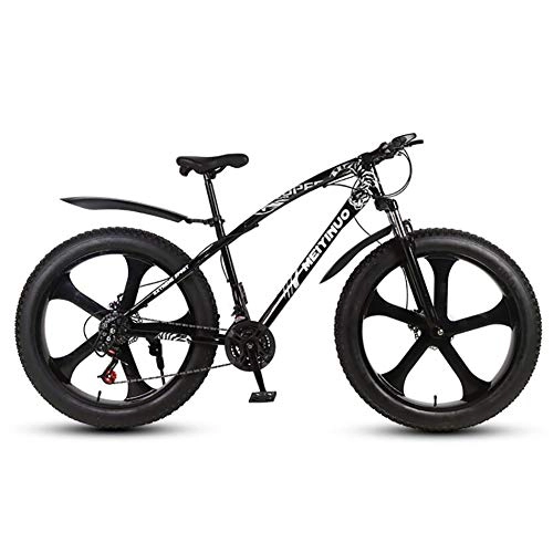 Mountainbike : WXX 26 Zoll Mountainbike Breitreifen Off-Road-Fahrrad-Doppelscheibenbremse Titanlegierung Erwachsene Im Freien Strand Speed ​​Bike, Schwarz, 21 Speed