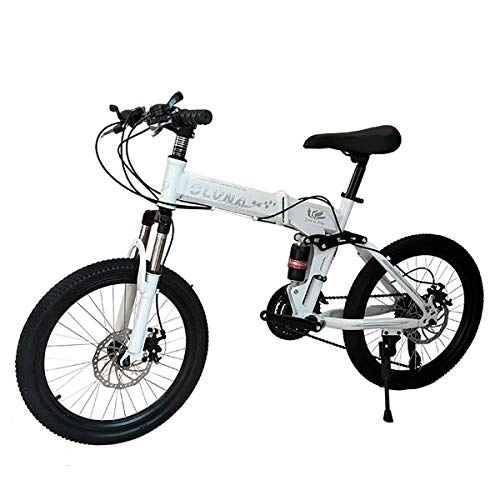 Mountainbike : WYD 20 Zoll Mountainbike Faltrad 21 / 24 / 27 Dual Scheibenbremse und Stodmpfer Vorderradgabel Speed Gear, Jungen Mdchen, white2