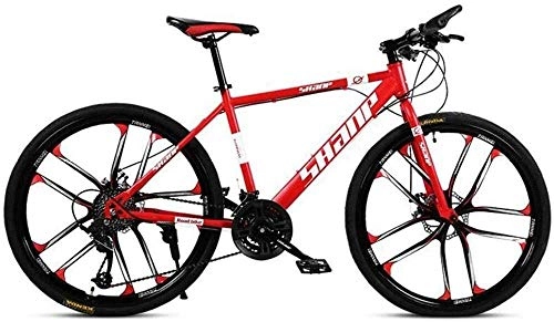 Mountainbike : Wyyggnb Mountainbike, Dual Suspension Mountain Bikes Comfort & Cruiser Bikes City Mountain Bike 26 Zoll-Rad-Gelände Variable Speed ​​Fahrrad-Carbon-Stahlrahmen (Color : Red, Size : 21 Speed)