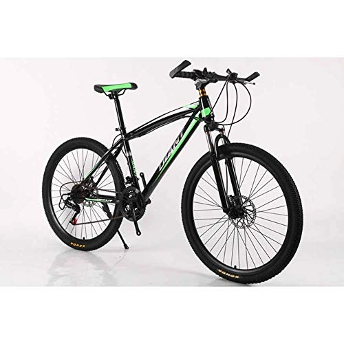 Mountainbike : XER Hardtail Mountainbike Rahmen MTB Bike High-Carbon Stahl 21 Geschwindigkeiten 24"Rad Mountainbike Scheibenbremsen, Green