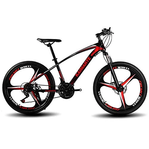 Mountainbike : XER Mountainbike, 24-Zoll-Dreimesser-Laufrad Unisex-Mountainbike-Scheibenbremsen mit zweifacher Federung aus Kohlenstoffstahl, Red, 24speed