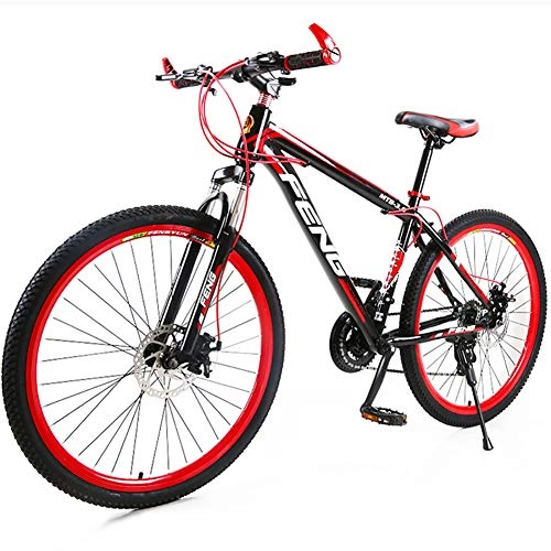 Mountainbike : XIAOFEI Carbon Steel 21-Gang Mountainbike FüR Neues Modell MTB Fahrrad Mit Doppelscheibenbremse, Aluminiumlegierung Doppel 24 / 26 Zoll MäNner Und Frauen Fahrrad, Rot