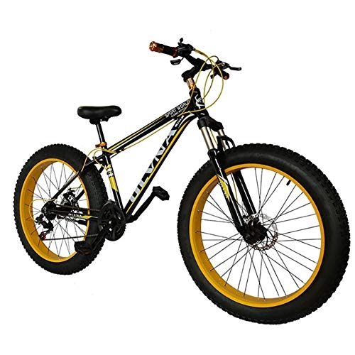 Mountainbike : XIAOFEI Fat Bike 26 Rad Größe und Männer Geschlecht Fett Fahrrad von Snow Bike, Mode MTB 21-Gang Vollfederung Stahl Doppelscheibe Bremse Mountainbike MTB Fahrrad, A2