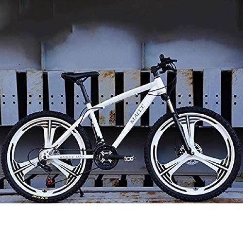 Mountainbike : XIAOSHAN Mountain Bike Bicycle 21 / 24 / 27 Speed Double Disc Brake 26 Inch Male and Female Students One-Wheel Variable Speed Bicycle 21-Speed White