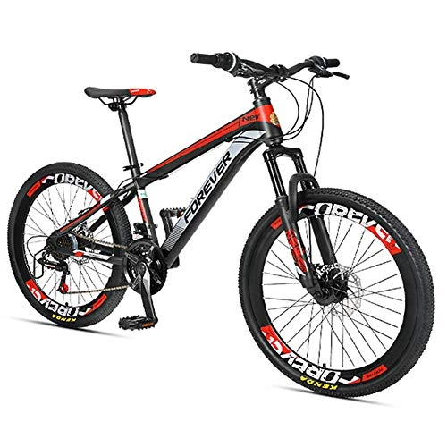 Mountainbike : Xiaoyue Kinder-Mountainbikes, 24-Gang-Doppelscheibenbremse-Gebirgsfahrrad, High-Carbon Stahlrahmen, Jungen-Mädchen-Hardtail Mountainbike, Rot, 24 Zoll lalay (Color : Red, Size : 24 Inches)