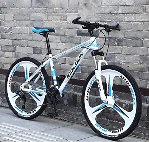 Mountainbike : XIUYU Mountain Bike 26" 24Speed ​​für Erwachsene Leichtes Aluminium Fully-Rahmen-Gabel-Scheibenbremse, sprach Stahlrad schwarz weiß, 24Speed (Color : Three Cutter Wheel White, Size : 27Speed)