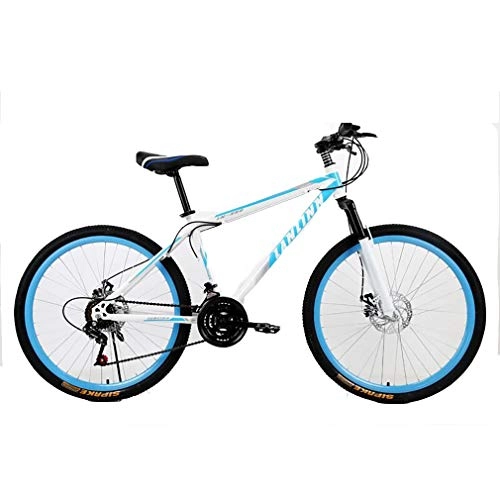 Mountainbike : YAOXI 26 Zoll Mountainbike Mit Federgabeldmpfung, Rutschfester Griff 21 Gang Fahrrad Vorne Und Hinten Scheibenbremsen Jungen-Mdchen MTB, White / Blue