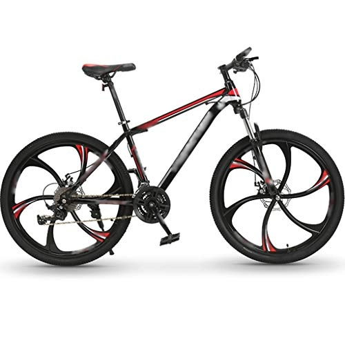 Mountainbike : YHRJ Fahrrad Für Erwachsene Mountainbike Unisex, Camping Trip Rennrad, 24 Spd / 24 Zoll, MTB High Carbon Stahlrahmen, Doppelscheibenbremsen, Stoßdämpfergabel (Color : Black red-24spd, Size : 24inch Wheel)