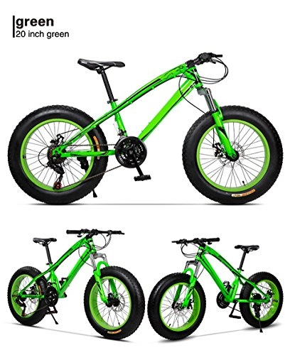 Mountainbike : Yoli 7 Speed, 26 Zoll Fat Bike / Snow Bike, 4.0 mit Rad, High Carbon Stahl Rahmen, Aluminium Legierung, vorne und hinten, Bremse, viele Farben Stollen, grün