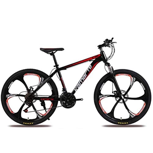 Mountainbike : YOUSR Unisex-Mountainbikes, 24-Zoll-Rad City Road Fahrrad Radfahren Herren MTB Variable Geschwindigkeit Black Red 24 Speed