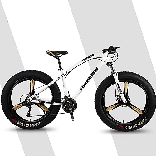 Mountainbike : YUEGOO Wheel Mountain Bikes, Adult Fat Tire Mountain Trail Bike, Mit Hohem Kohlenstoffstahl Rahmen, Herren Jugend / Erwachsener Fettreifen Mountainbike / Weiß / 20 -Zoll 30Speed