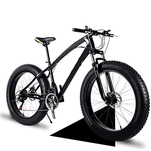 Mountainbike : Yunyisujiao 24-Zoll-Mountainbikes, Doppelscheiben-Bremsfahrrad, High-Carbon-Stahlrahmen-Fat-Tire-Mountainbike, Anti-Rutsch-Fahrräder (Color : Black)
