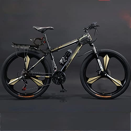 Mountainbike : YXGLL 24 27-Gang-Fahrradrahmen, vollgefedertes Mountainbike, 26-Zoll-Fahrrad mit doppelter Stoßdämpfung, mechanischer Scheibenbremsenrahmen (Yellow 27 Speed)