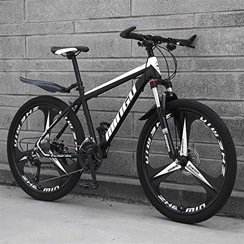 Mountainbike : ZHTX Mountainbike 21 / 24 / 27 / 30 Geschwindigkeit Lang Fahrrad Student BMX Road Racing Speed ​​Bike (Color : Black White, Size : Three Cutter Wheel)