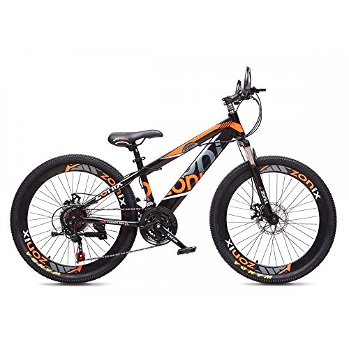 Mountainbike : Zonix Fahrrad Jungen Mädchen 26 Zoll MTB 21 Gang Schwarz Orange 85% Zusammengebaut
