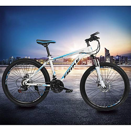 Mountainbike : ZTIANR 26 Zoll-Rad-Vorderachsfederung Mens Mountain Bike Mit Hohem Kohlenstoffstahlrahmen 21 / 24 / 27 Geschwindigkeit Mechanische Scheibenbremsen, Blau, 27 inches