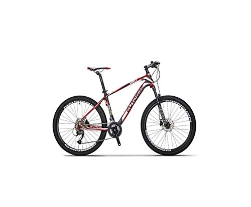 Mountainbike : ZYHZP Fahrrad-Carbon-Faser-Mountainbike-l Disc Mnner und Frauen Mountainbike (Color : Black red, Size : 26-27 Speed)