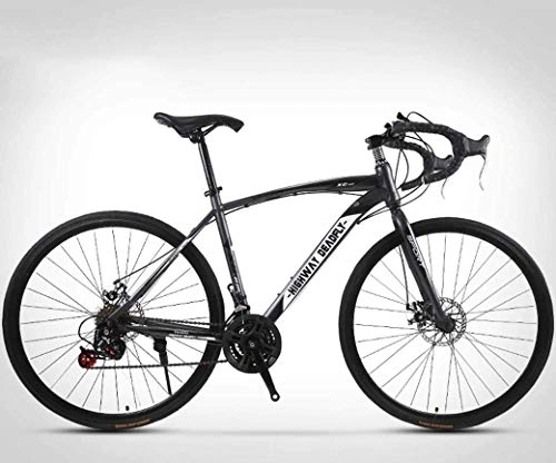 Rennräder : 26-Zoll-Straßen-Fahrrad, 24-Speed ​​Bikes, Doppelscheibenbremse, High Carbon Stahlrahmen, Straßenfahrradrennen, Männer und Frauen nur for Erwachsene, (Color : Grey)
