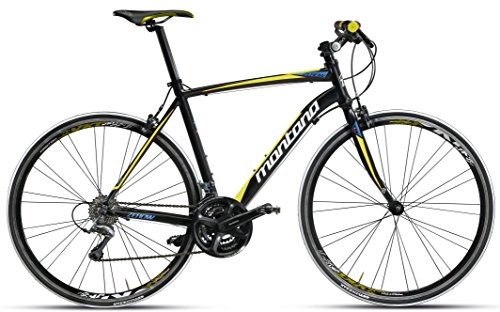 Rennräder : 28 Zoll Rennrad 24 Gang Montana Zerow Comfort Carbongabel, Farbe:Schwarz-Gelb, Rahmengröße:48cm