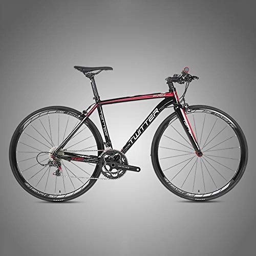Rennräder : 700C Rennrad Fahrrad 22-Gang Aluminium Rennrad Carbon Gabel Mountain Road Racing Speed Bike Stoßdämpfendes Fahrrad, Black red, 48cm