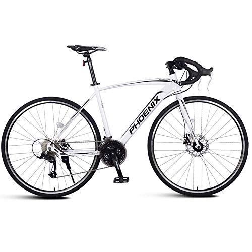Rennräder : Adult Rennrad, Herren Rennrad mit Doppelscheibenbremse, Rennrad mit hohem Kohlenstoffgehalt, City Utility Bike, Weiß, 27-Gang