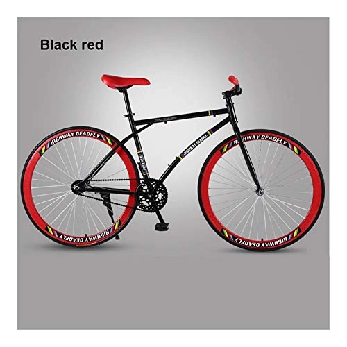 Rennräder : AFTWLKJ Straßen-Fahrrad-Fahrrad Fixed Gear Licht Erwachsene Fahrrad-Track Single Geschwindigkeit Rückwärts-Bremsende Tire Bike Schüler Erwachsener ( Colore : Black red , Dimensioni : 165 185cm )