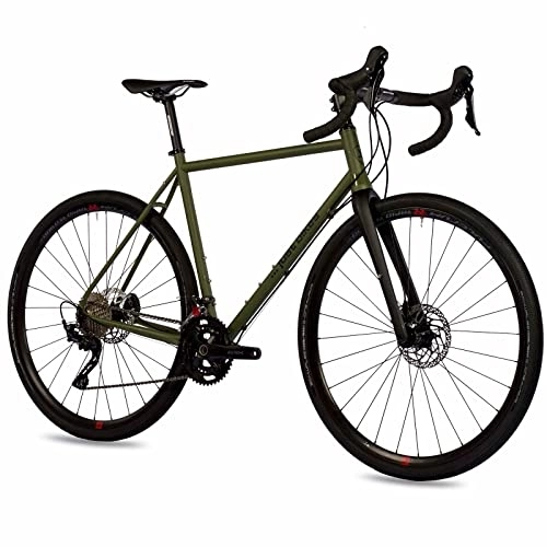 Rennräder : Airtracks Herren Gravel Bike 28 Zoll JB-04 CroMo Cross Shimano 2x10 GRX 400 Olive Grün- Rahmenhöhen 53cm, 55cm und 57cm - Modell 2022 (57cm (Körpergröße 185-193cm))