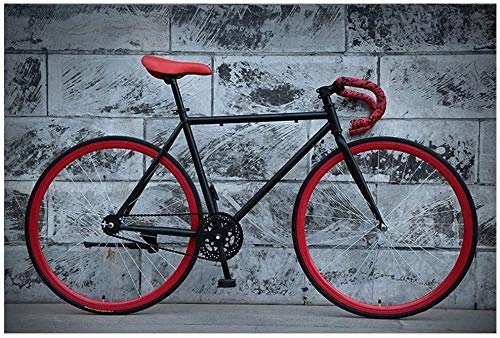 Rennräder : Aoyo Fahrräder, Fahrrad, Fahrrad, 26 Zoll, Single Speed, Fahrräder, Reverse-Bremsanlage, Fixed Gear, High Carbon Stahl, Bike, Rennrad, Männer Frauen Universal, (Color : Black Red)