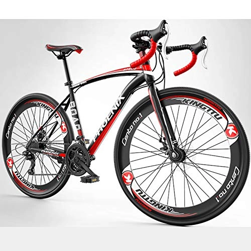 Rennräder : AP.DISHU 27 Geschwindigkeit Rennrad Kohlenstoffstahl Rennrad Erwachsene 700C Doppelscheibenbremse Ultraleichtes Rennrad Herren City Bike, Rot