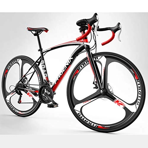 Rennräder : AP.DISHU 700C Rennrad Kohlenstoffstahl Rennrad Erwachsene Doppelscheibenbremse Ultraleichtes Rennrad Herren City Bike, Rot, 27 Speed