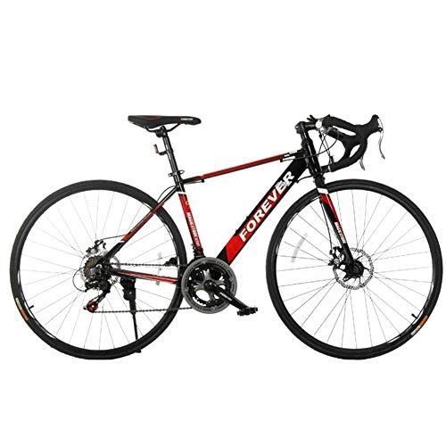 Rennräder : AZYQ 14-Gang-Rennrad, 27-Zoll-Scheibenbremsen für Erwachsene Leichtes Aluminium-Rennrad, verstellbarer Sitz und Lenker, 700 * 25C-Räder, rot, rot