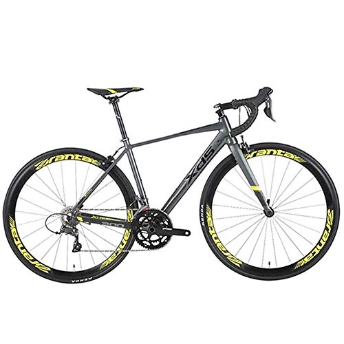 Rennräder : BCX Rennrad, 16-Gang-Rennrad für Erwachsene, 480 mm ultraleichtes Aluminium-Aluminiumrahmen-City-Pendlerfahrrad, perfekt für Straßen- oder Dirt-Trail-Touren, blau, Grau