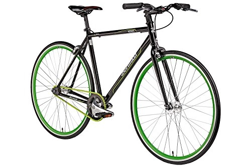 Rennräder : Bermuda Fixie 28 Zoll Singlespeed Retro Fahrrad in schwarz / grün 28“ Fitnessbike Fixed Gear Rennrad Bike Flip Flop Nabe 52 cm Rahmenhöhe Damen Herren (schwarz / grün, 52)